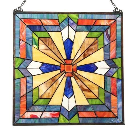 18 Stained Glass Southwest Sunburst Glass Wall Window Panel 15058 Desert Multi Colored