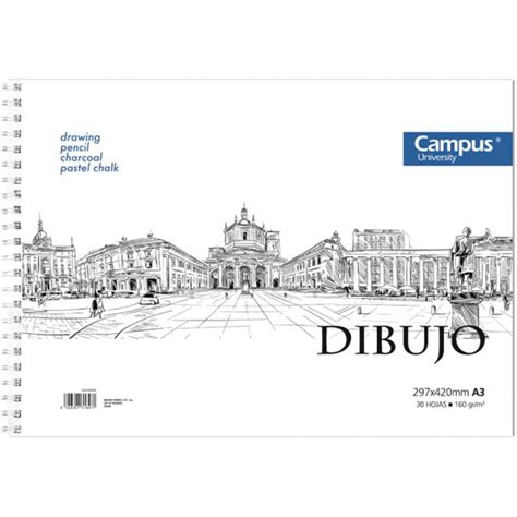 Campus University Bloc De Dibujo A3 Espiral 30 Hojas 160g Liso