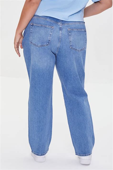 Plus Size Patchwork Straight Leg Jeans