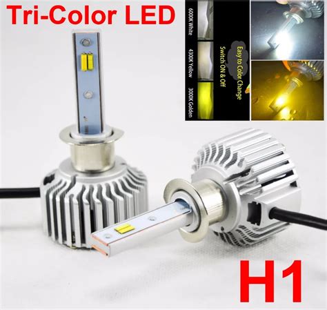 Aliexpress Buy 1 Set H1 Tri Color LED Headlight 60W 8000LM 3