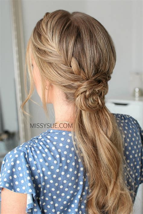 Double Fishtail French Braid Flower Ponytail Missy Sue