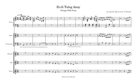 Ili Ili Tulog Anay Ilonggo Folk Song Sheet Music For Piano Violin