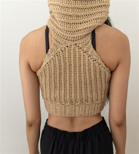 Crochet Pattern Cropped Mock Neck Hoodie Pattern Pdf Etsy