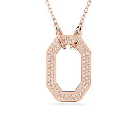 Swarovski Dextera Pendant Octagon Pave White Rose Gold Tone Plated