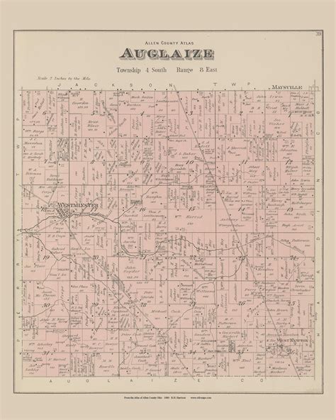 Auglaize 1880 Old Town Map Reprint Allen County Ohio Etsy