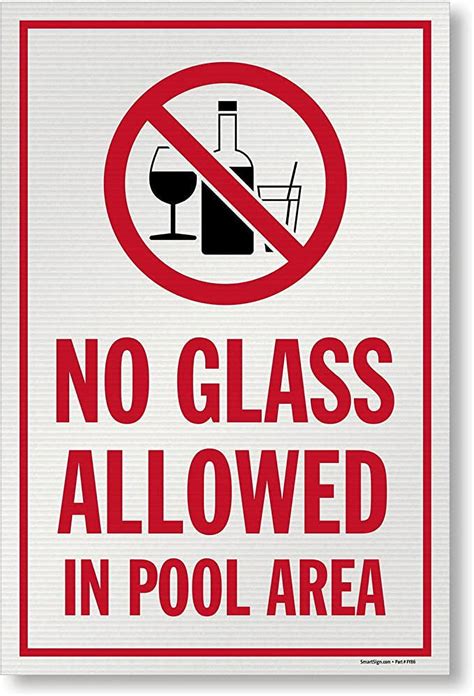 36 X 24 Inch “no Glass Allowed In Pool Area” Sign Digitally Printed 160 Mil Corrugated Plastic