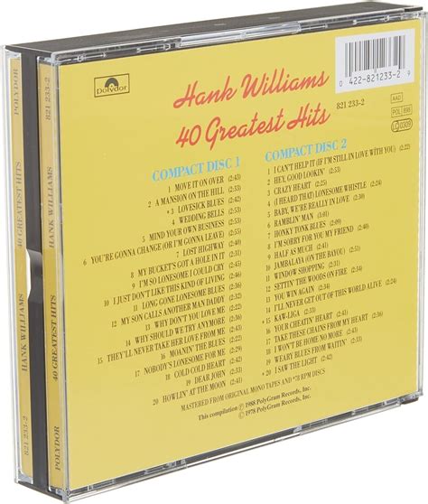 Hank Williams 40 Greatest Hits 1989 For Sale Online Ebay