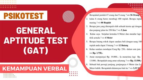 Psikotes Kemampuan Verbal General Aptitude Test Gat Youtube