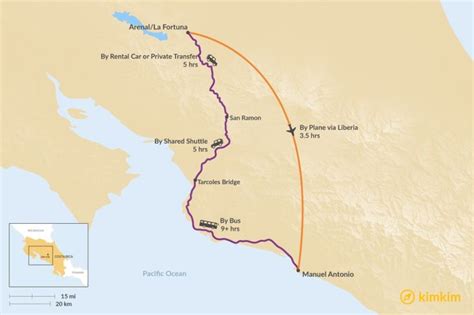 Map How To Get From Arenal La Fortuna To Manuel Antonio