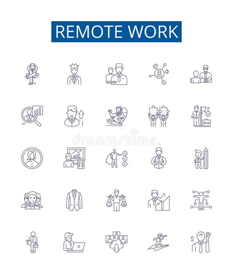 Remote Work Line Icons Signs Set Design Collection Of Remote Work