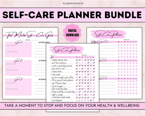 Self Care Planner Self Care Checklist Mindfulness Kit Etsy