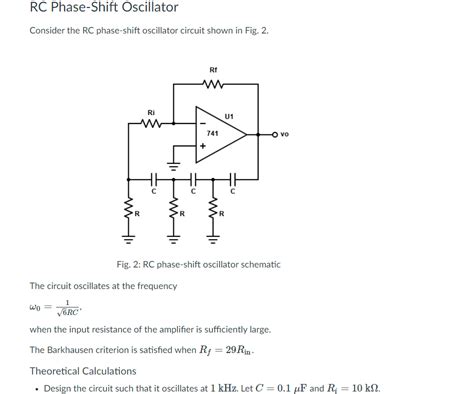 Solved Rc Phase Shift Oscillator Consider The Rc Phase Shift