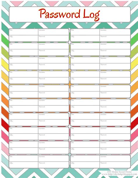 Pick Free Printable Password Organizer Sheets Best Calendar Example