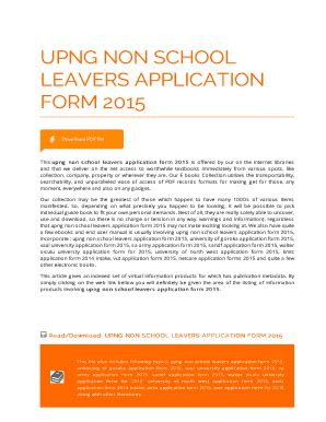 Fillable Online UPNG NON SCHOOL LEAVERS APPLICATION FORM 2015 Fax Email