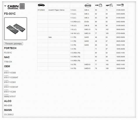 Фильтр салонный Fortech угольный HYUNDAI Getz купить по выгодным