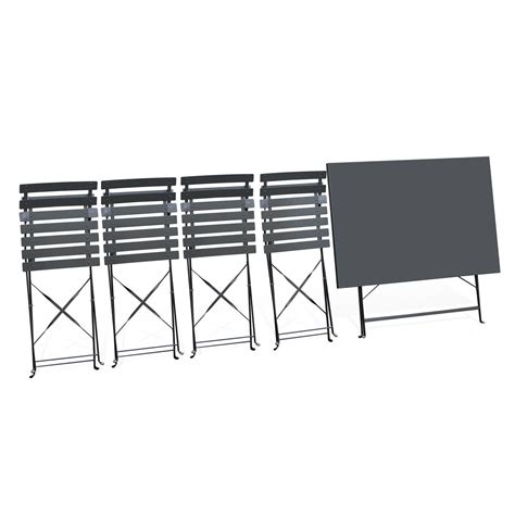 Salon De Jardin Bistrot Pliable Emilia Rectangulaire Gris Anthracite