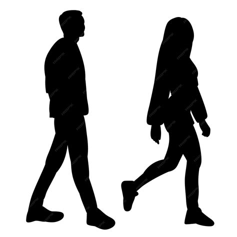 Premium Vector People Walking Silhouette On White Background Isolated