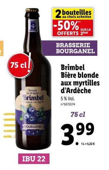 Promo Brimbel Bière Blonde Aux Myrtilles D ardèche chez Lidl
