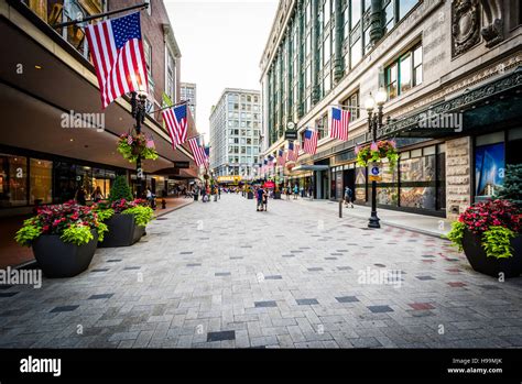 The Downtown Crossing Pedestrian Mall In Boston Massachusetts Stock