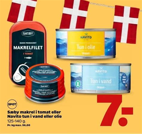 Sæby makrel i tomat eller Navito tun i vand eller olie tilbud hos Netto