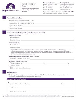 Fillable Online Bright Directions Fund Transfer Form Fax Email Print