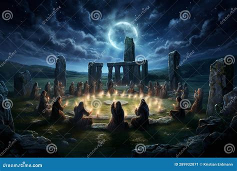 Mystical Night: Druid Rituals in Ancient Celtic Stone Circles Lighted ...