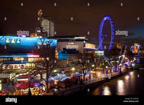 The South Bank and Christmas Market at night, London, England Stock Photo - Alamy