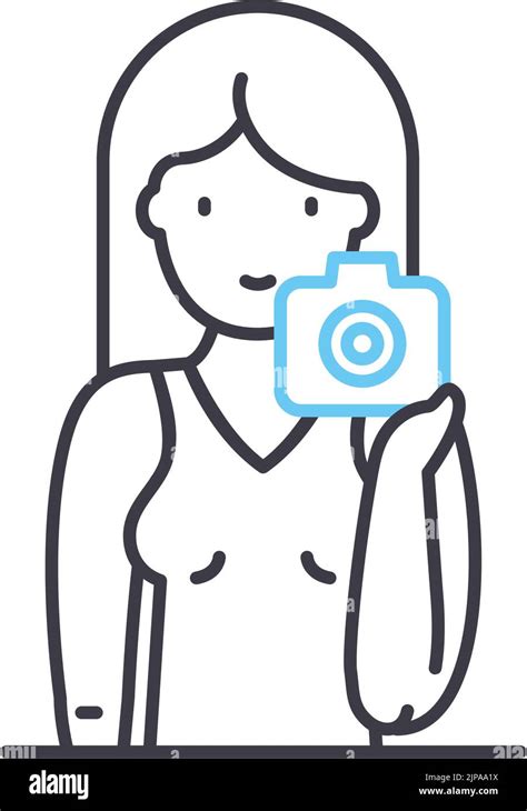 Photography Selfie Line Icon Outline Symbol Vector Illustration