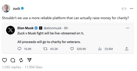 Zuck V Musk Meta Owner S Subtle Dig After Elon Says Fight To Be Streamed On X World News