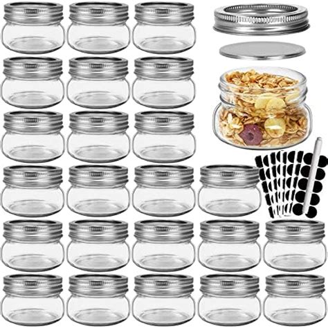 Tebery 30 Pack 1 5oz Mini Hexagon Glass Jars With Black Lids And Labels Honey Jars Small Spice