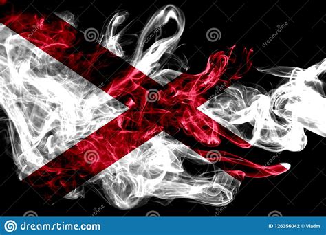 Alabama State Smoke Flag United States Of America Stock Illustration