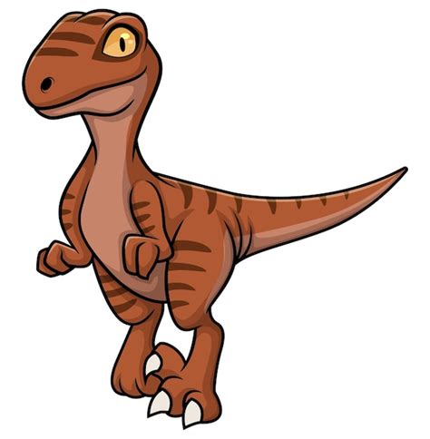 Ilustra O De Desenho Animado De Um Dinossauro Velociraptor Vetor Premium