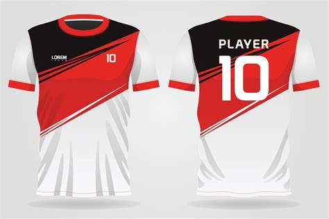 Red White Sports Jersey Template For Team Uniforms And Soccer T Shirt