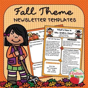 Fall Newsletter Templates {FREEBIE} by The Knitted Apple | TPT