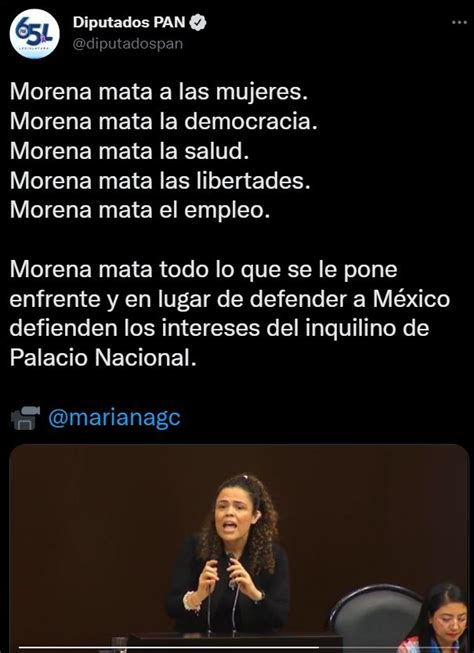 “morena Mata Todo Lo Que Se Le Pone Enfrente” Diputados Del Pan