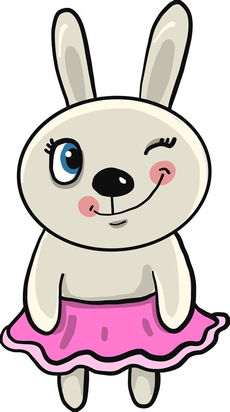 Small Bunny With Pink Skirt Illustration Vector On White Background