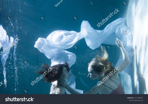 Two Beautiful Lesbian Girls Swimming Underwater Stock Photo Edit Now