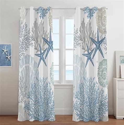 Coastal Curtains Ocean Beach Themed Room Darkening Grommet