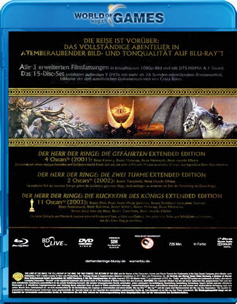 Herr Der Ringe Special Extended Trilogie Box Blu Ray Discs Blu