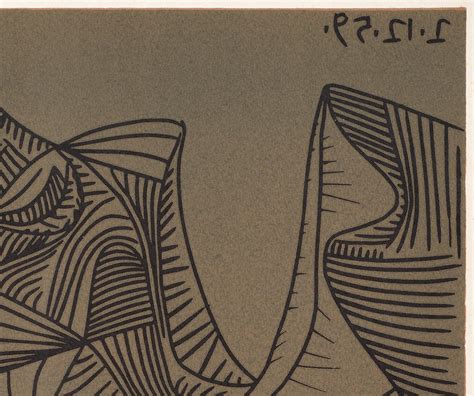 Pablo Picasso PABLO PICASSO After Bacchanal With Owl Linocut