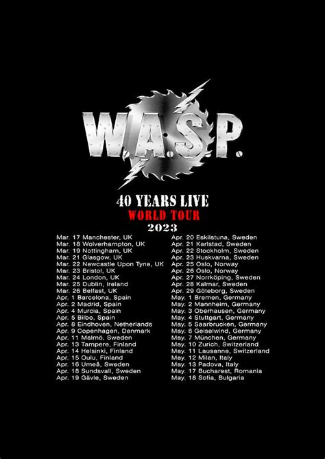 Poster Wasp Years Live World Tour Date Lj Digital Art By