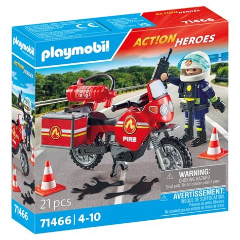 Playmobil Action Heroes Pompier Et Moto Playmobil King