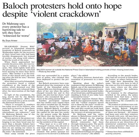 Dawn Epaper Dec Baloch Protesters Hold Onto Hope Despite