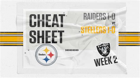 Cheat Sheet Steelers Vs Raiders