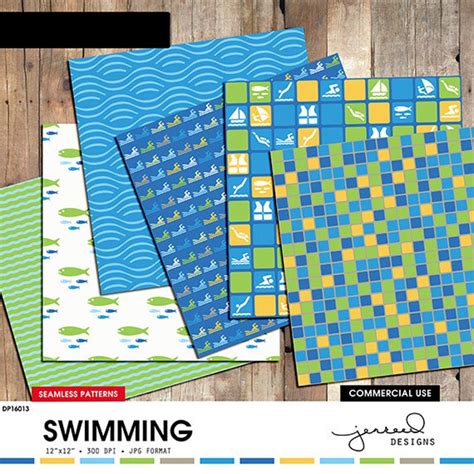 Swimming Scrapbook Paper Pool Digital Paper Summer Etsy