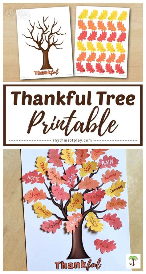 Thankful Tree Printable with Gratitude Leaves | Thanksgiving crafts ...