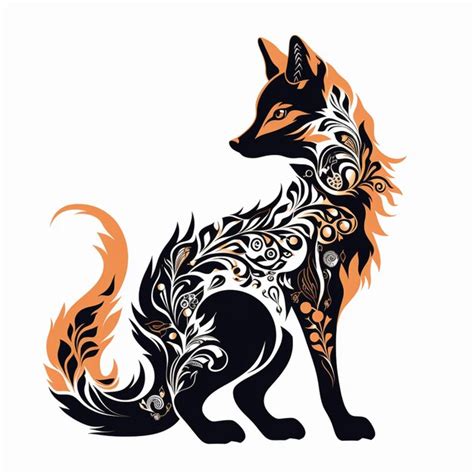 Premium Photo | There is a black and orange fox with a pattern on it generative ai