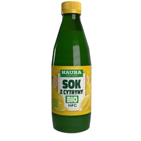 Ekologiczny Sok Z Cytryn BIO 100 NFC 250ml Szklana Butelka Marki Naura