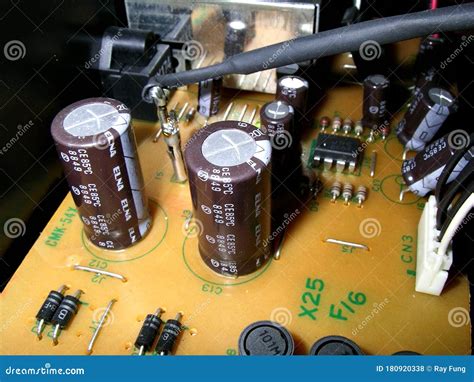 Capacitors in a Circuit Board Stock Photo - Image of computer, fuses ...