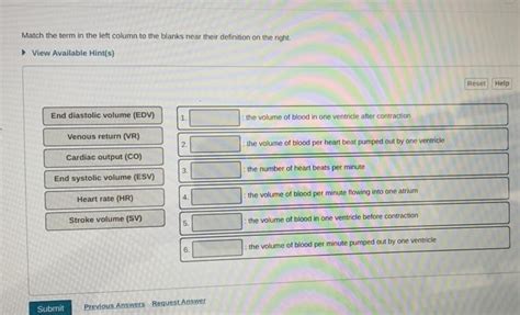 Solved Match The Term In The Left Column To The Blanks N